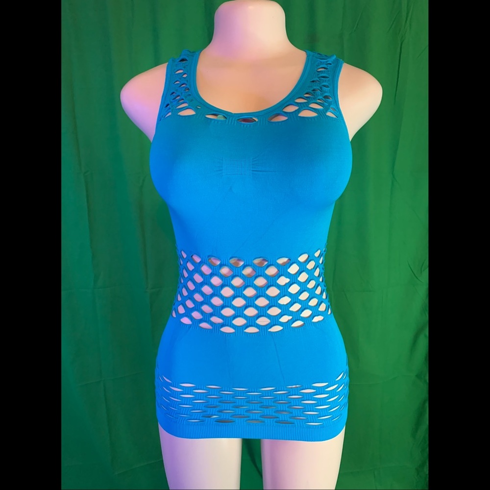 Blue netted shirt / cover up